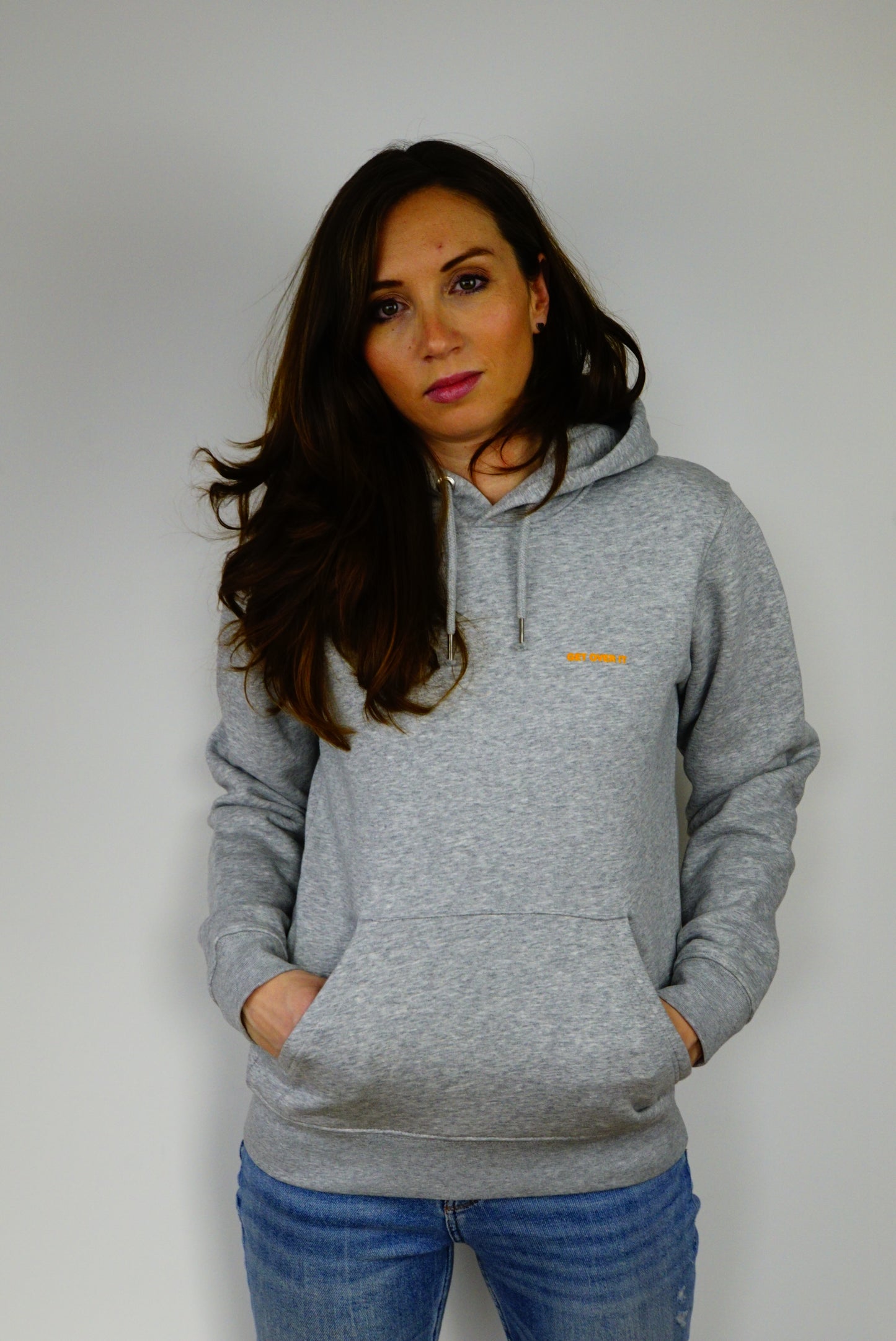 Hoodie grau GET OVER IT